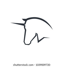 Unicorn Head Logo symbol. Template on White Background
