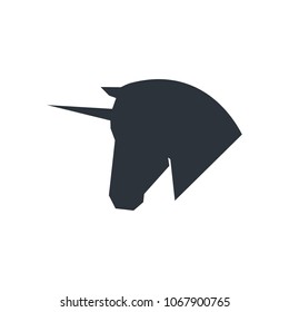 Unicorn Head Logo symbol. Template on White Background