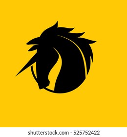 Unicorn Head Logo Vector on Yellow Background