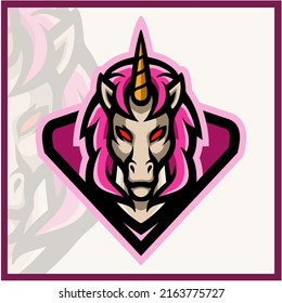 unicorn head mascot. esport logo design