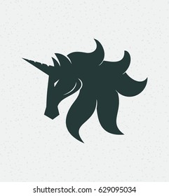 unicorn head mascot, vector illustration
