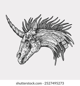 Unicorn head mythology handmade artwork illustration