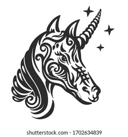 Unicorn head on a white background. Print. Logo. Vector illustration