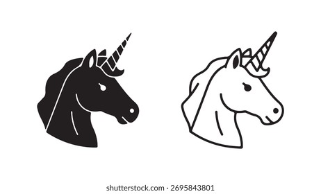 Unicorn head outline with transparent background