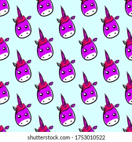 Unicorn head pattern , illustration, vector on white background