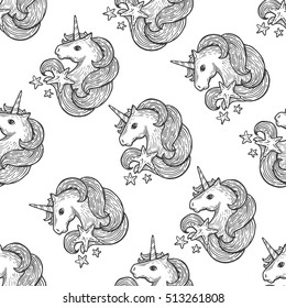 unicorn head pattern line art