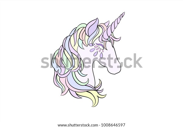 Unicorn Head Rainbow Isolated On White Stock Vector (Royalty Free ...