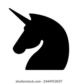 Unicorn head silhouette. Magic animal symbol. Fairytale character. Vector illustration isolated on white.