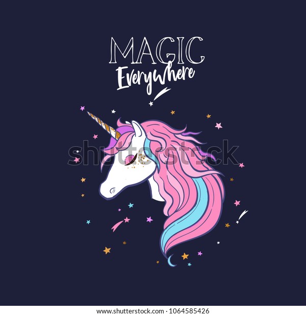 Unicorn Head Silhouette Vector Hand Drawn Stock Vector (Royalty Free ...