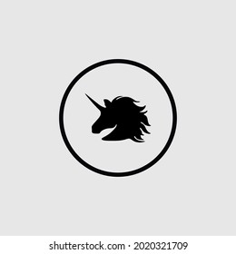 Ilustración vectorial de la silueta de la cabeza de unicornio
