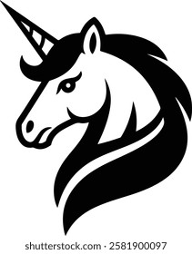 Unicorn head silhouette vector style art illustration