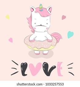 Unicorn head. T-shirt graphic for kid's clothing. Use for print design, surface design, fashion kids wear