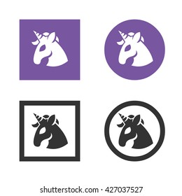 Unicorn head vector flat icon set