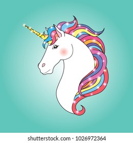 Unicorn head, vector illustration.