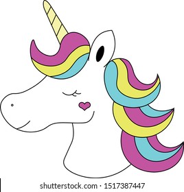 Unicorn head vector isolated on white