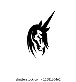 Unicorn head vector silhouette graphic design.