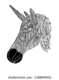 unicorn head zentangle style