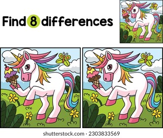 Unicorn Holding Ice Cream Find The Differences