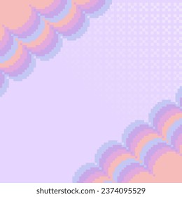 Unicorn Hologram Cloud Pixel Art Frame Template in Diagonal Illustration