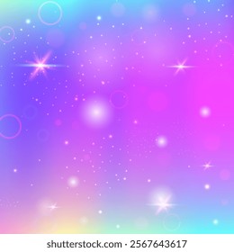 Unicorn Hologram. Pink Girl Background. Princess Invitation. Fairytale Blurred Effect. Purple Fantasy Gradient. Lilac Girlish Pattern. Kawaii Backdrop. Party Unicorn Hologram.