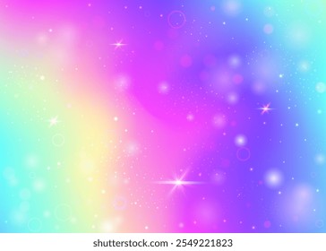 Unicorn Hologram. Pink Princess Pattern. Magic Gradient. Iridescent Fantasy Effect. Purple Mystical Invitation. Blue Cosmic Background. Fairy Backdrop. Party Unicorn Hologram.