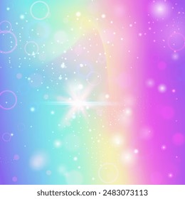Unicorn Hologram. Purple Rainbow Pattern. Kawaii Invitation. Fairytale Cosmic Invite. Pink Blurred Gradient. Blue Abstract Background. Magic Glitter. Party Unicorn Hologram.