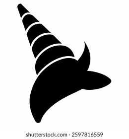 Unicorn horn black vector on white background.