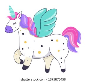 Unicorn with horn or pegasus with wings vector