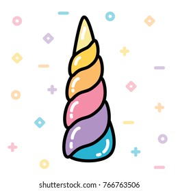 Unicorn Horn Rainbow Pastel Black Outline