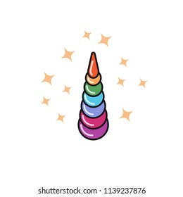 unicorn horn vector colorful illustration pink rainbow colors