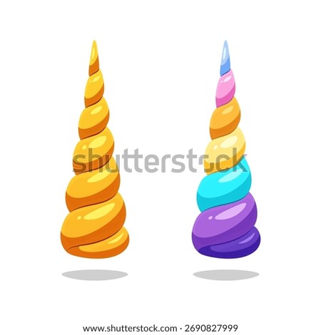 Unicorn horn vector isolated on white background.