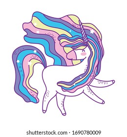 unicorn horse cartoon design, magic fantasy fairytale childhood animal fairy wild cute and lovely theme Vector illustration