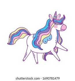 unicorn horse cartoon design, magic fantasy fairytale childhood animal fairy wild cute and lovely theme Vector illustration
