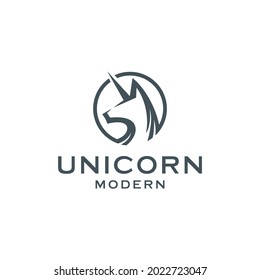 Unicorn horse circle logo design