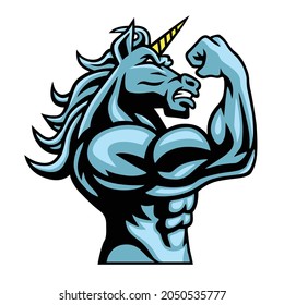 Unicorn Horse Fighter Mascot Vector Logo Character Design Vector svg