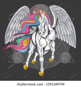 Unicorn Horse Full Colour Wings Fly Stock Vector (Royalty Free ...