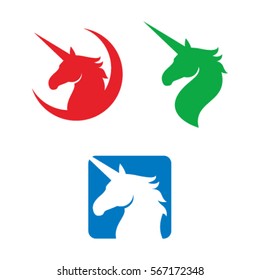 UNICORN HORSE HEAD LOGO ICON SYMBOL EMBLEM SET