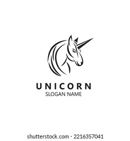 Unicorn Horse head Logo image simple design elegan template vector