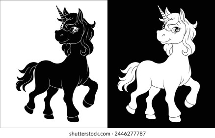 A Unicorn horse with horn cartoon mythological animal from myth illustration