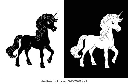 A Unicorn horse with horn cartoon mythological animal from myth illustration