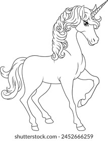 A Unicorn horse with horn cartoon mythological animal from myth illustration