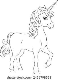 A Unicorn horse with horn cartoon mythological animal from myth illustration