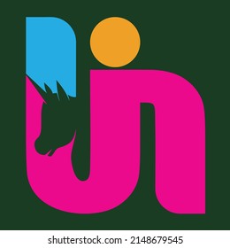 unicorn horse logo, from elements of the letters U, I and N. and rainbow colors
