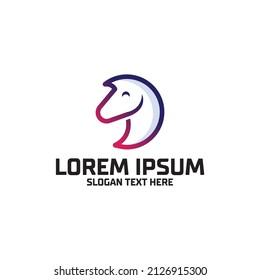 Unicorn horse logo illustration with colorful style isolated on white background. Head horse on circle shape illustration concept.