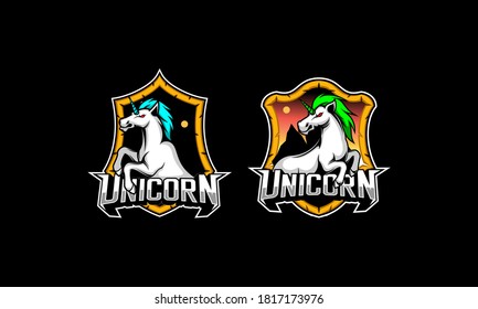 Unicorn horse mascot design. Unicorn esport logo