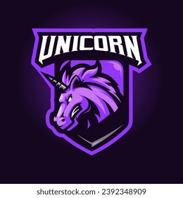 Unicorn horse mascot logo design character for gaming and sports