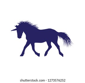 unicorn horse silhouette with detailed hair vector illustration design template in white background