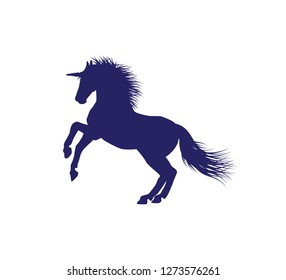 unicorn horse silhouette with detailed hair vector illustration design template in white background