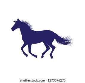 unicorn horse silhouette with detailed hair vector illustration design template in white background