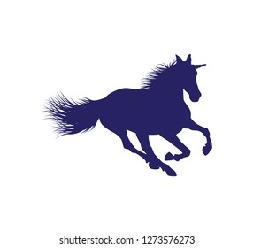 unicorn horse silhouette with detailed hair vector illustration design template in white background